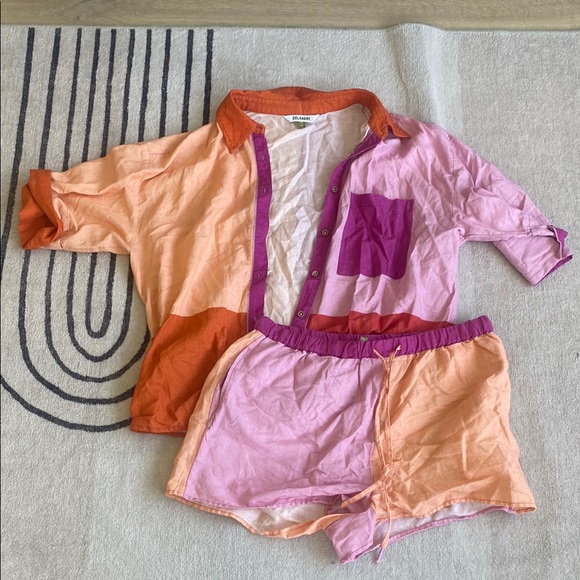 Anthropologie Vibrant Colorblock Shirt and Shorts Set - Picture 2 of 2
